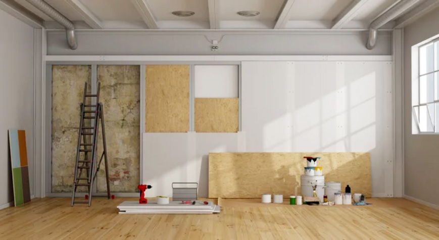 Drywall installation with metal profiles