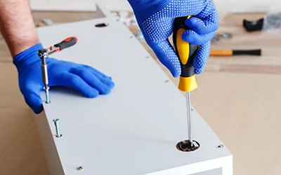 Furniture assembly, wardrobe assembly, bedroom assembly, bed assembly, chest of drawers assembly, shelf assembly, desk assembly, modular kitchen assembly, kitchen cabinet assembly, bathroom cabinet assembly